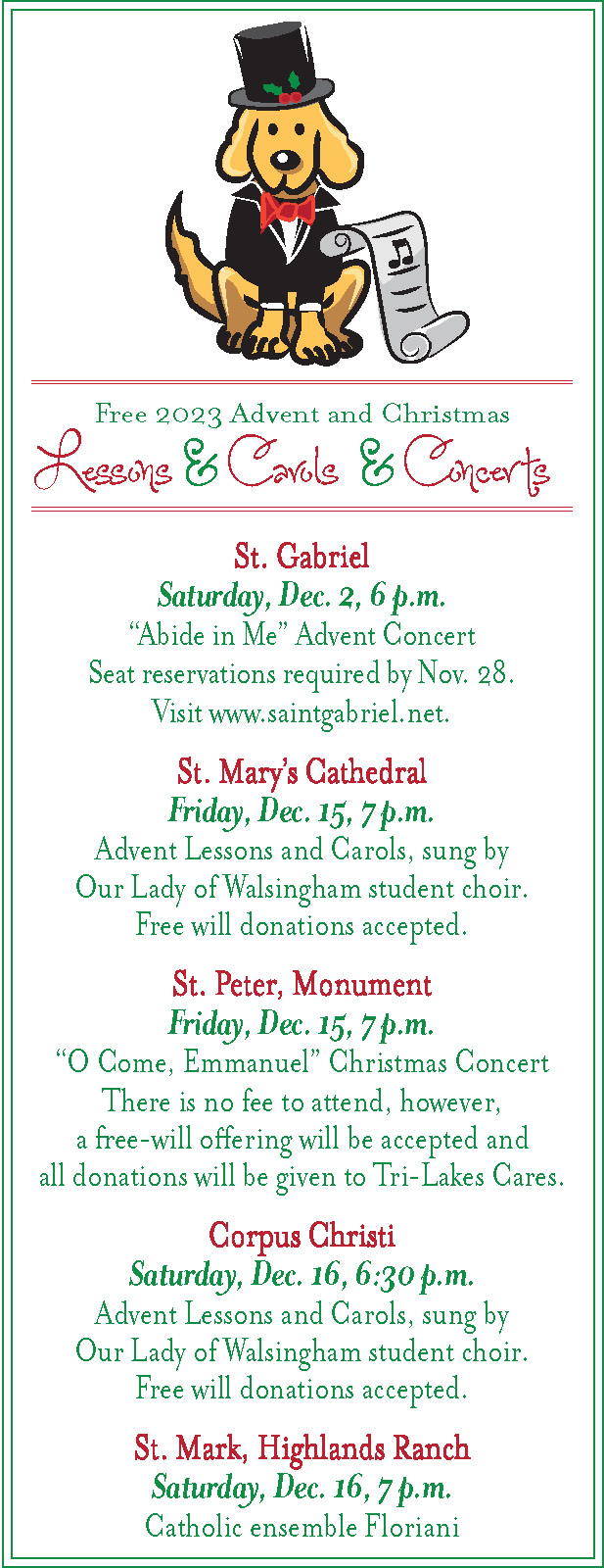 Free 2023 Advent and Christmas Lessons and Carols and Concerts